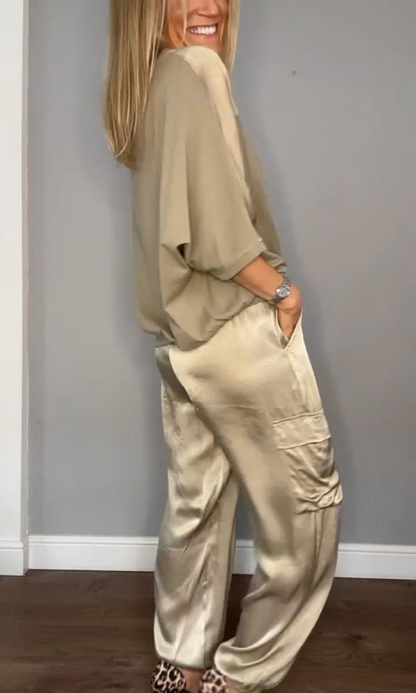 Stylish Women's Long Sleeve Top & Pants Set – Chic & Versatile Outfit