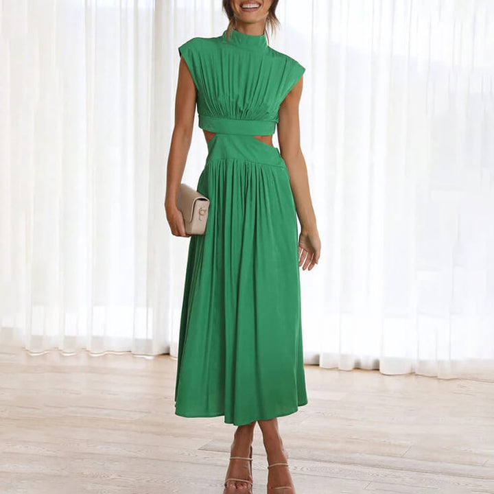 Pleated High Neck Dress – Elegant & Sophisticated Look