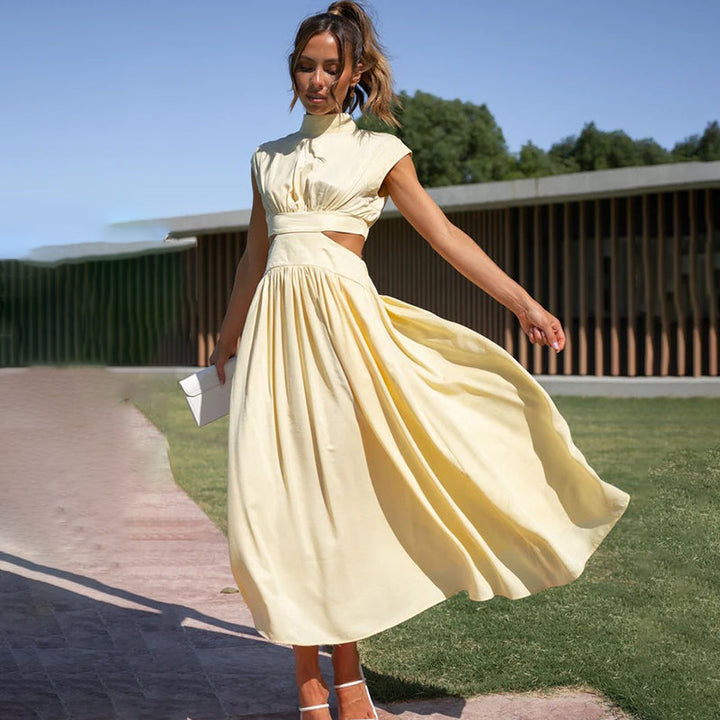 Pleated High Neck Dress – Elegant & Sophisticated Look