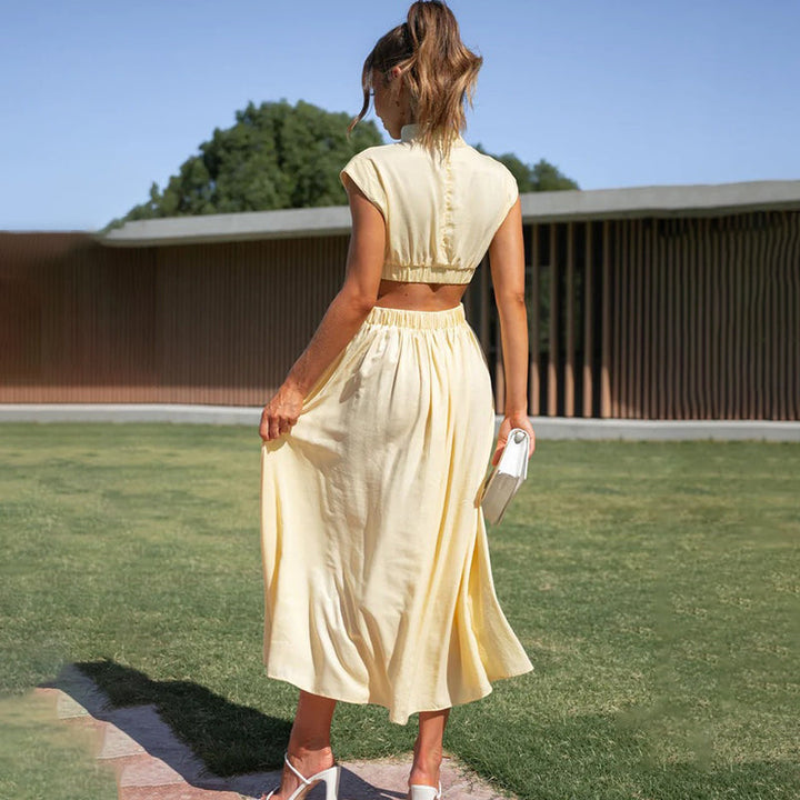 Pleated High Neck Dress – Elegant & Sophisticated Look