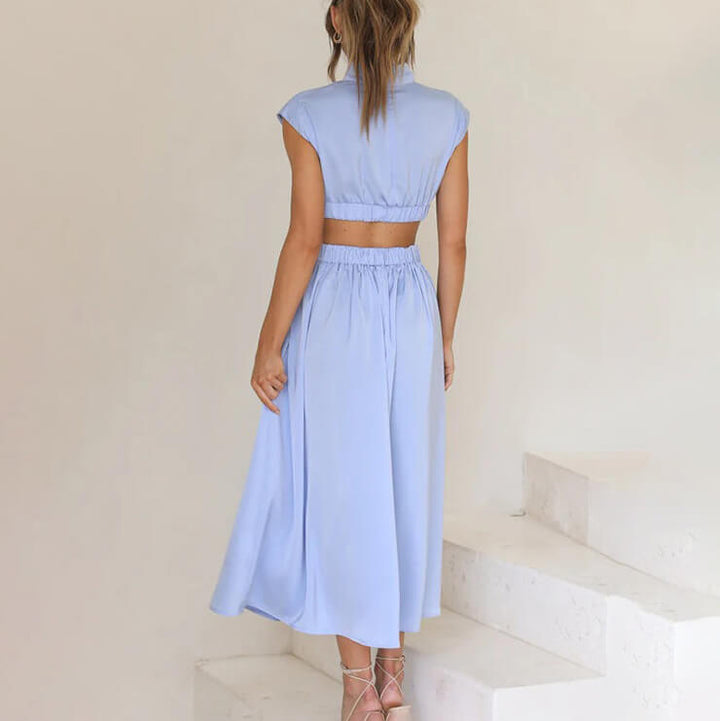 Pleated High Neck Dress – Elegant & Sophisticated Look