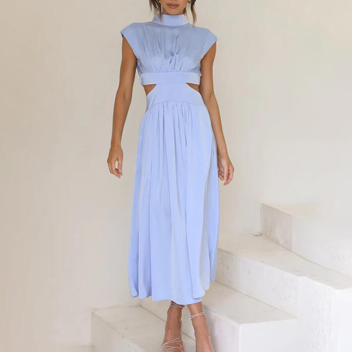 Pleated High Neck Dress – Elegant & Sophisticated Look