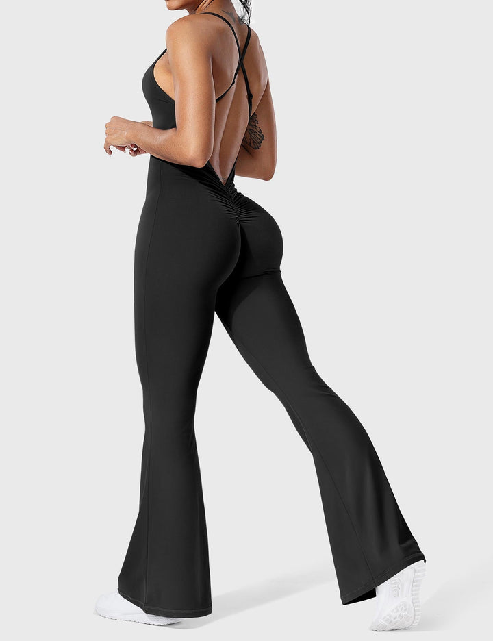 Flared Back Cross Jumpsuit – Trendy & Chic Statement Piece