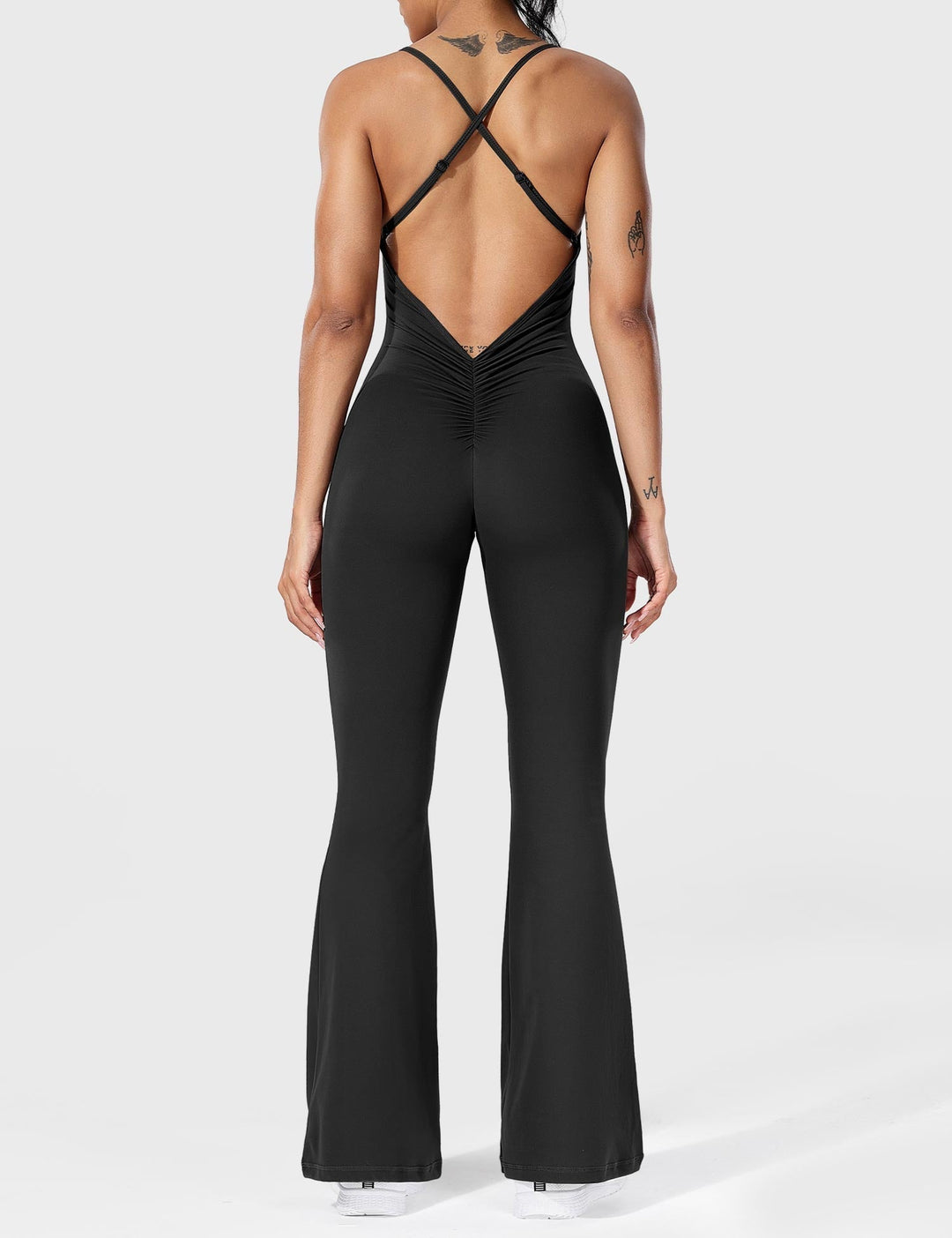 Flared Back Cross Jumpsuit – Trendy & Chic Statement Piece