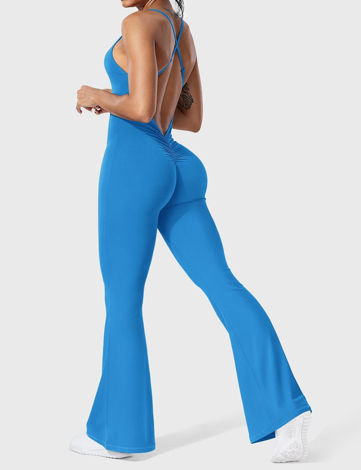 Flared Back Cross Jumpsuit – Trendy & Chic Statement Piece