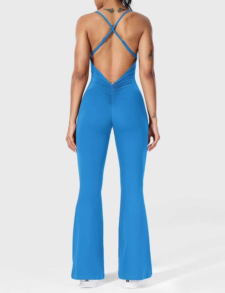 Flared Back Cross Jumpsuit – Trendy & Chic Statement Piece