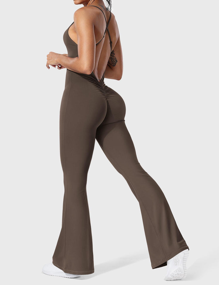 Flared Back Cross Jumpsuit – Trendy & Chic Statement Piece