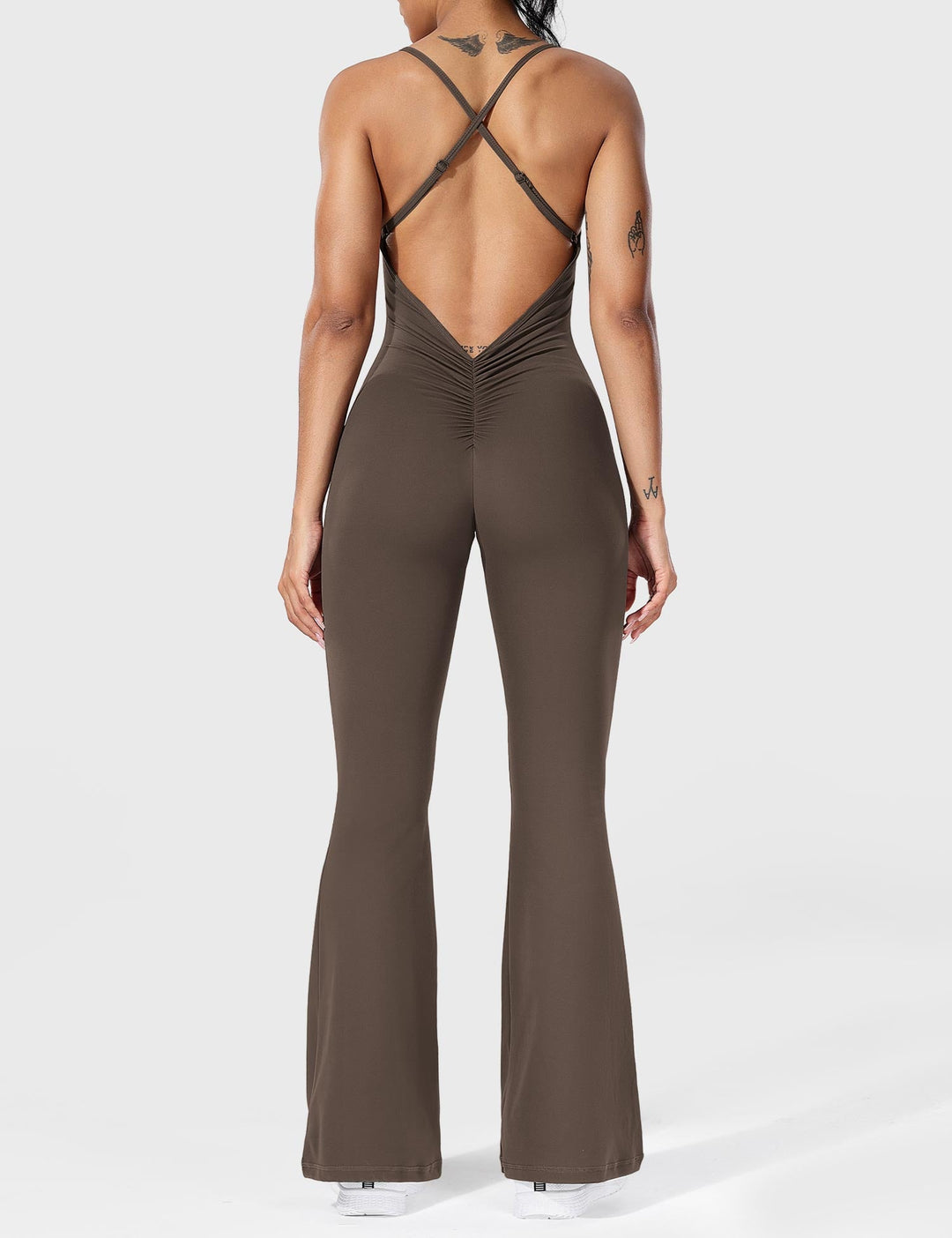 Flared Back Cross Jumpsuit – Trendy & Chic Statement Piece