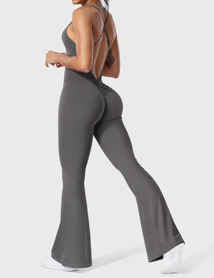 Flared Back Cross Jumpsuit – Trendy & Chic Statement Piece