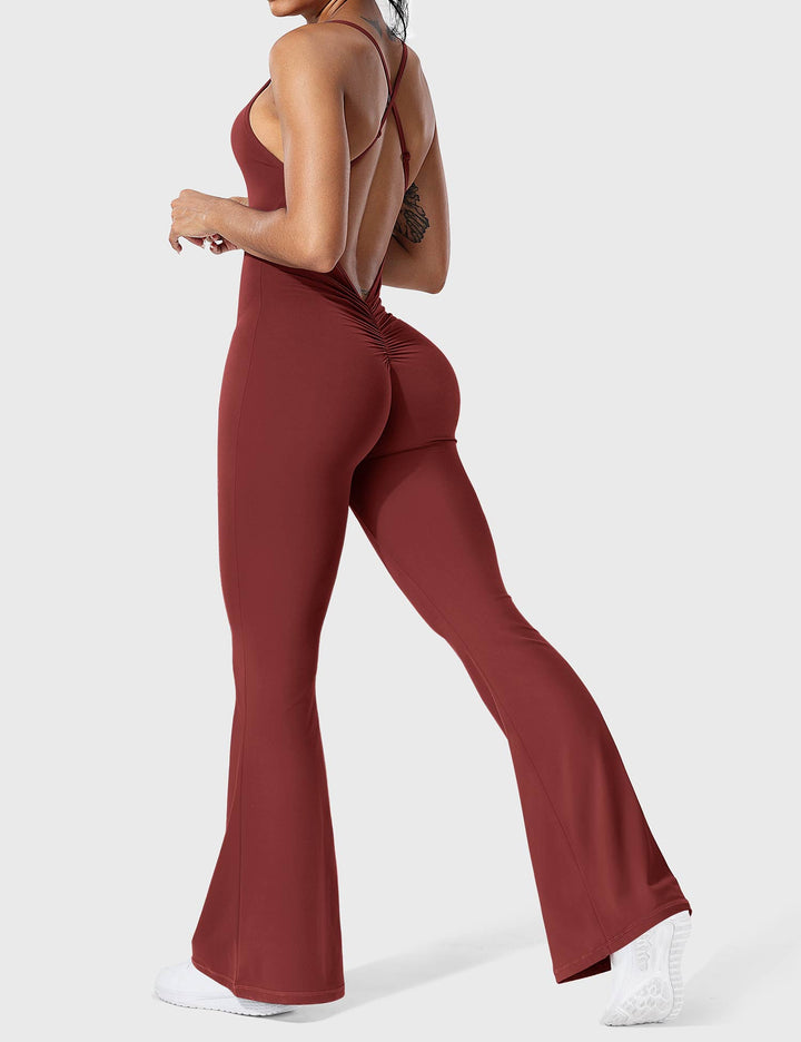 Flared Back Cross Jumpsuit – Trendy & Chic Statement Piece