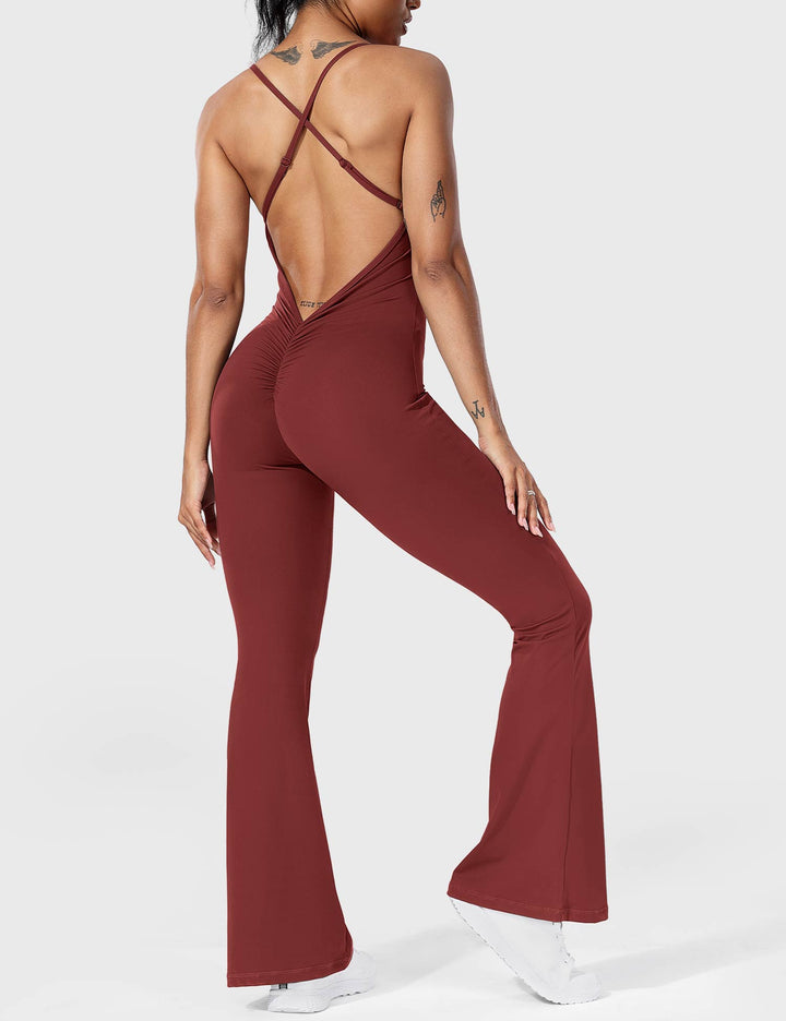 Flared Back Cross Jumpsuit – Trendy & Chic Statement Piece